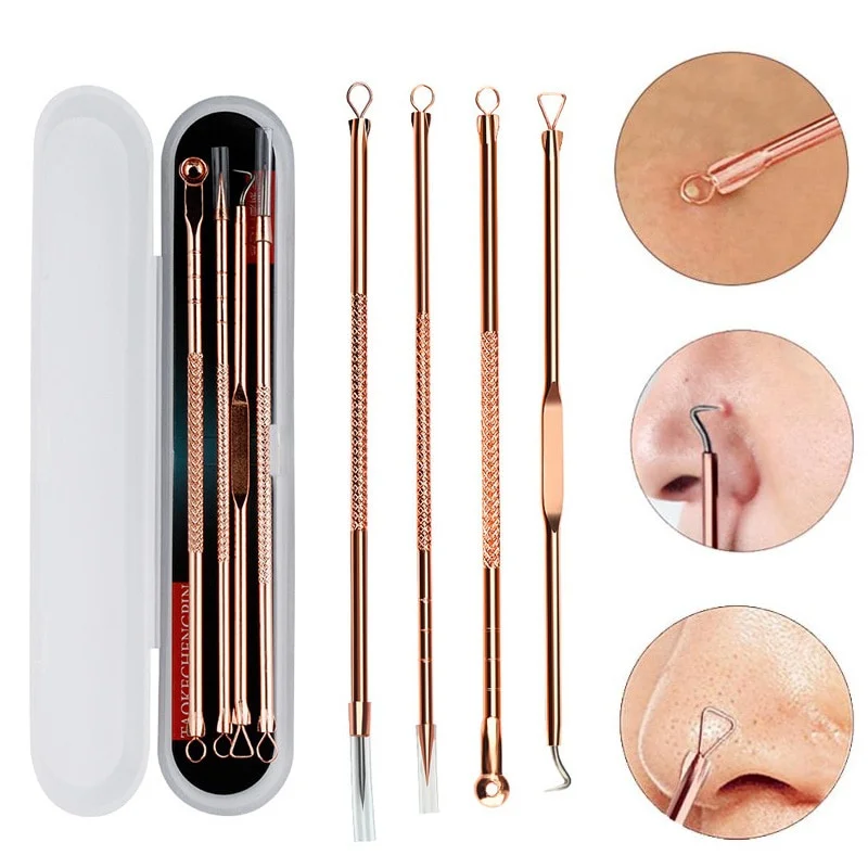 Luxury Skincare Acne - 4pcs/set Stainless Steel Blackhead Remover Tool